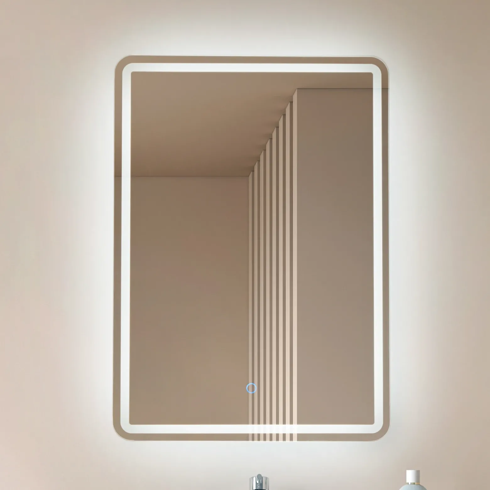 Espejo LED Lucande Celestiel, angular, calefactable, CCT, 70 cm