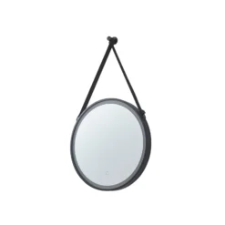 Espejo LED Lucande Lelin, Ø 60 cm, negro, aluminio, CCT