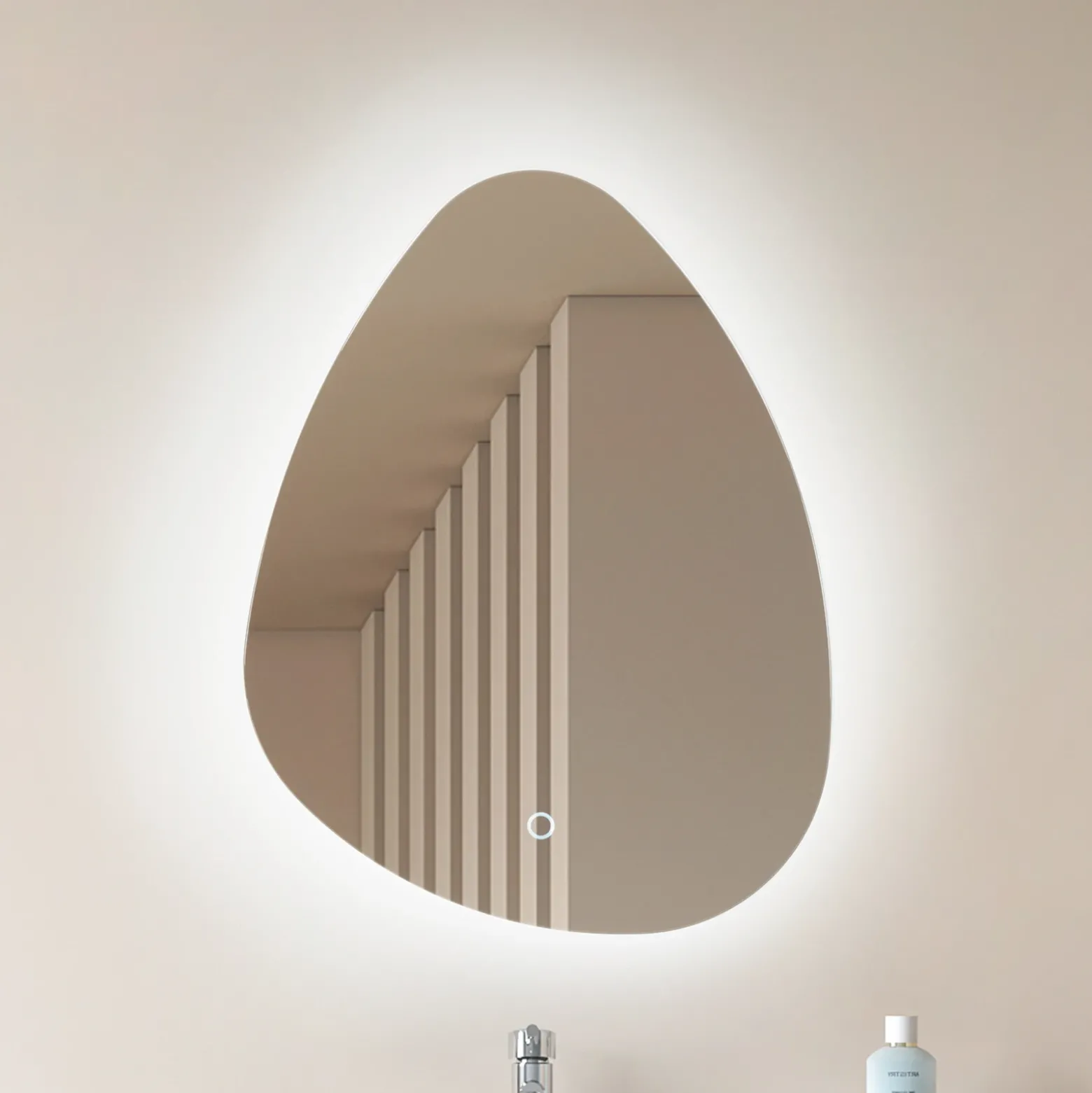 Espejo Lucande LED Celestiel, en forma de gota, CCT, 60 cm