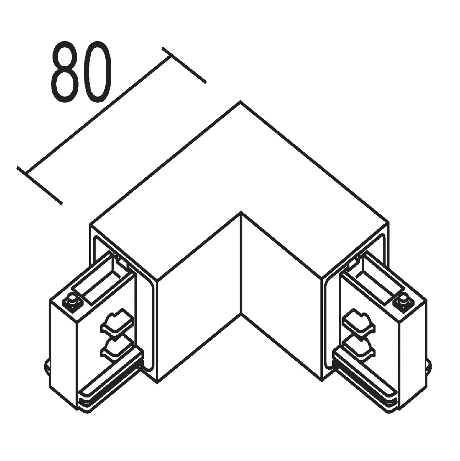 Esquina Ivela 90° tierra interior para LKM Quadro, negro