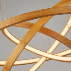 Eternity Lámpara colgante LED, color dorado, bambú, Ø 50 cm