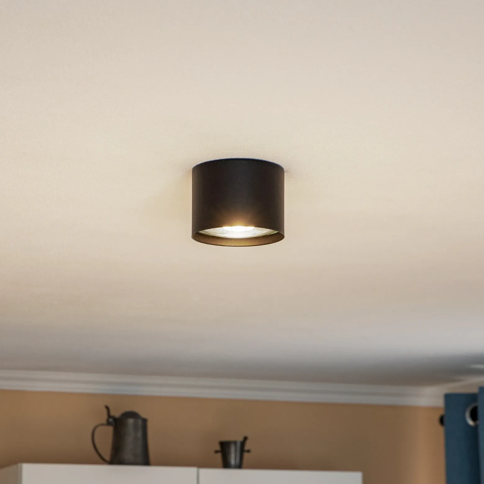 Euluna downlight de techo Chloe, negro, Ø 11,5 cm acero rígido