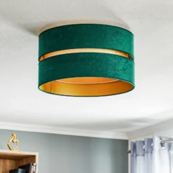 Euluna Duo plafón textil verde/dorado Ø40cm