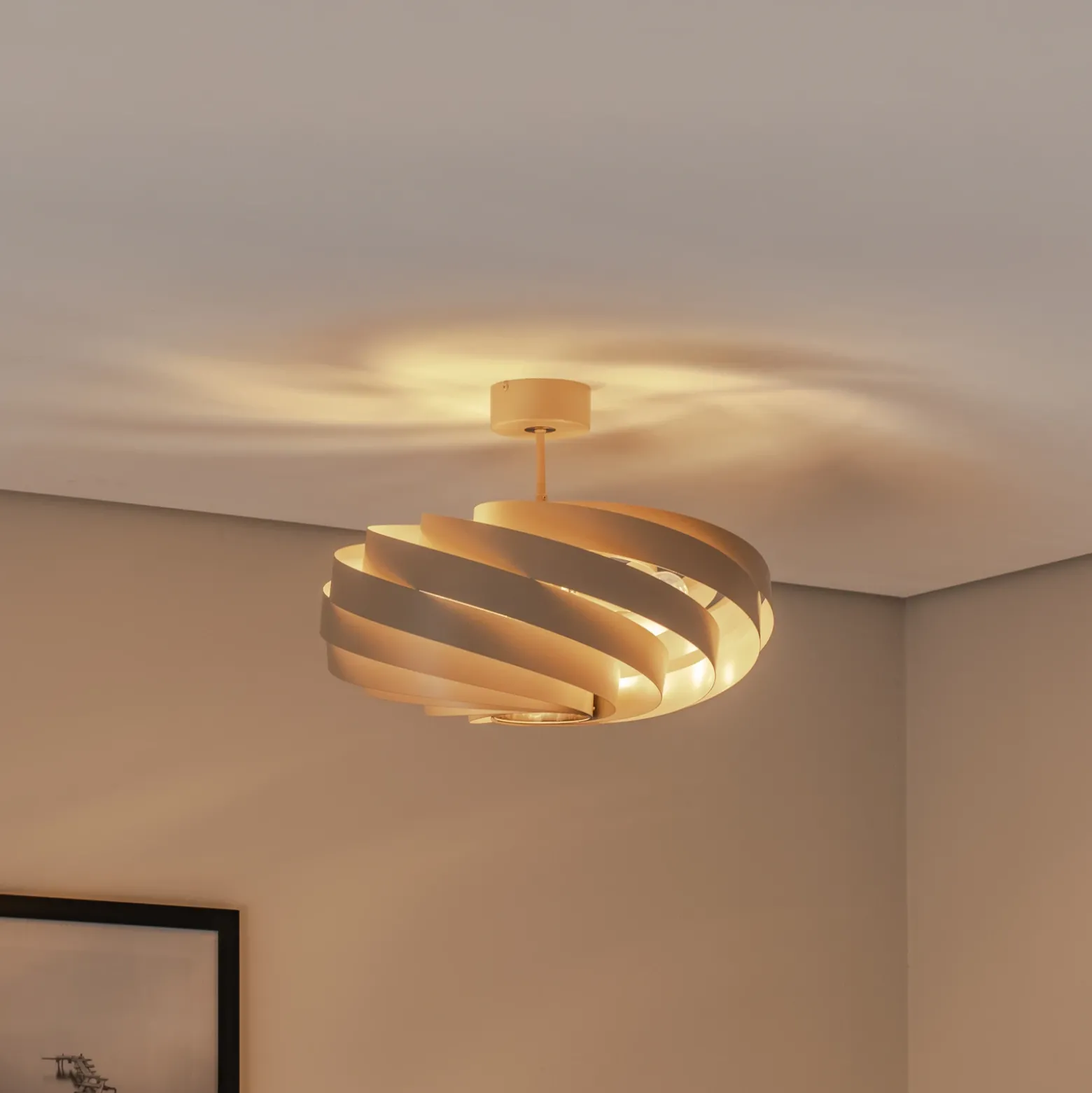 Euluna plafón Vento, beige, Ø 60 cm
