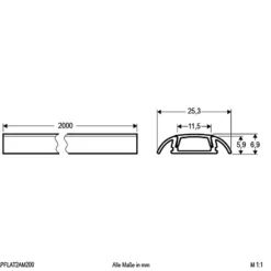 EVN APFLAT2, perfil aluminio U 200cm, redondeado