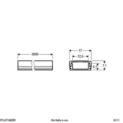 EVN APFLAT1 perfil de aluminio en U, 200 cm, plano