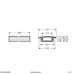 EVN APFLAT3, perfil de aluminio en T, 200cm, negro