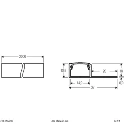 EVN APFL1 perfil baldosa, 1 cara, 200cmx3,7cm