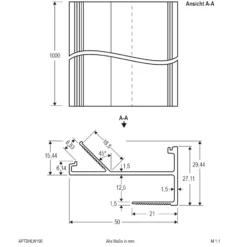 EVN APTBH perfil aluminio al techo 100cm blanco