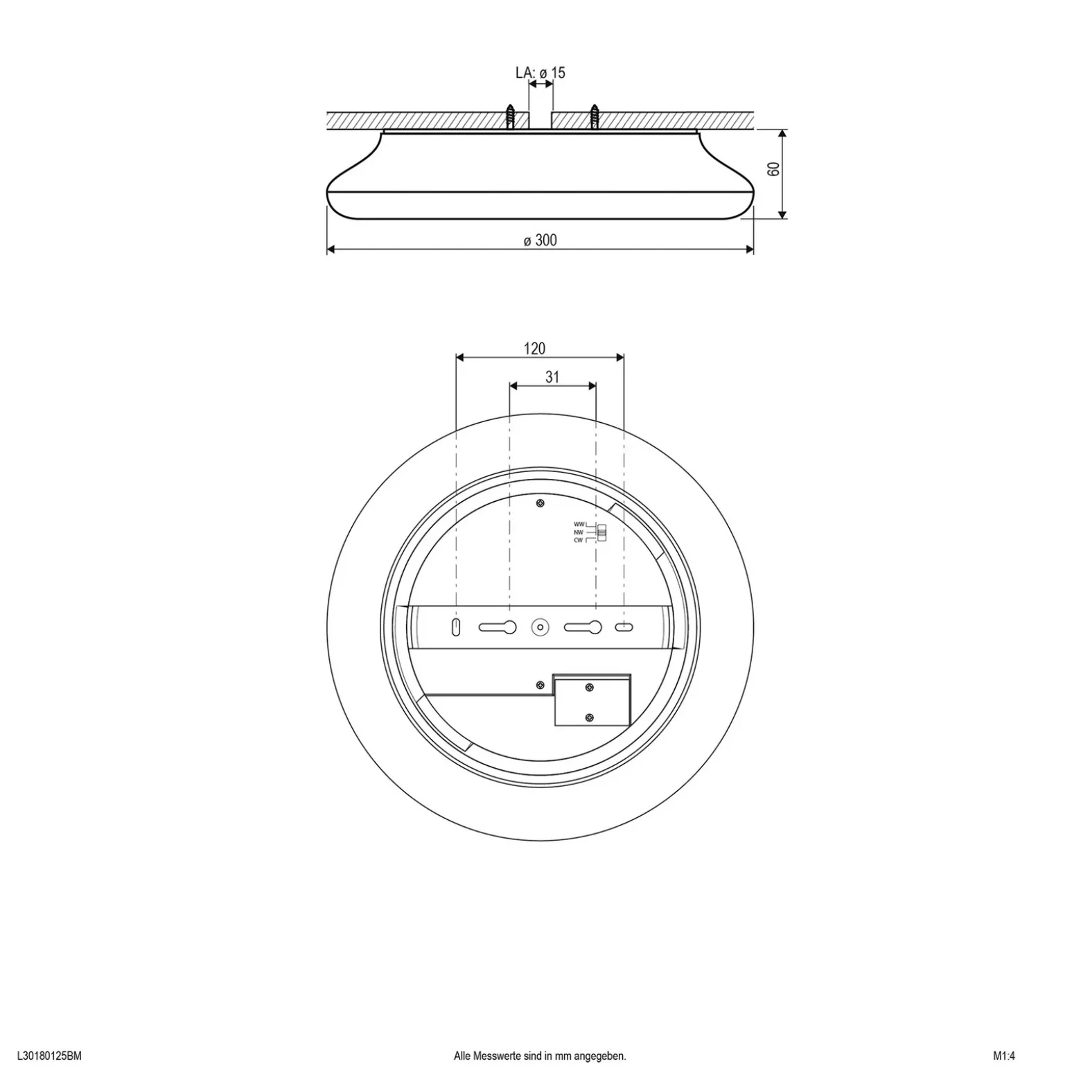 EVN Catino lámpara de techo LED con sensor, 30 cm