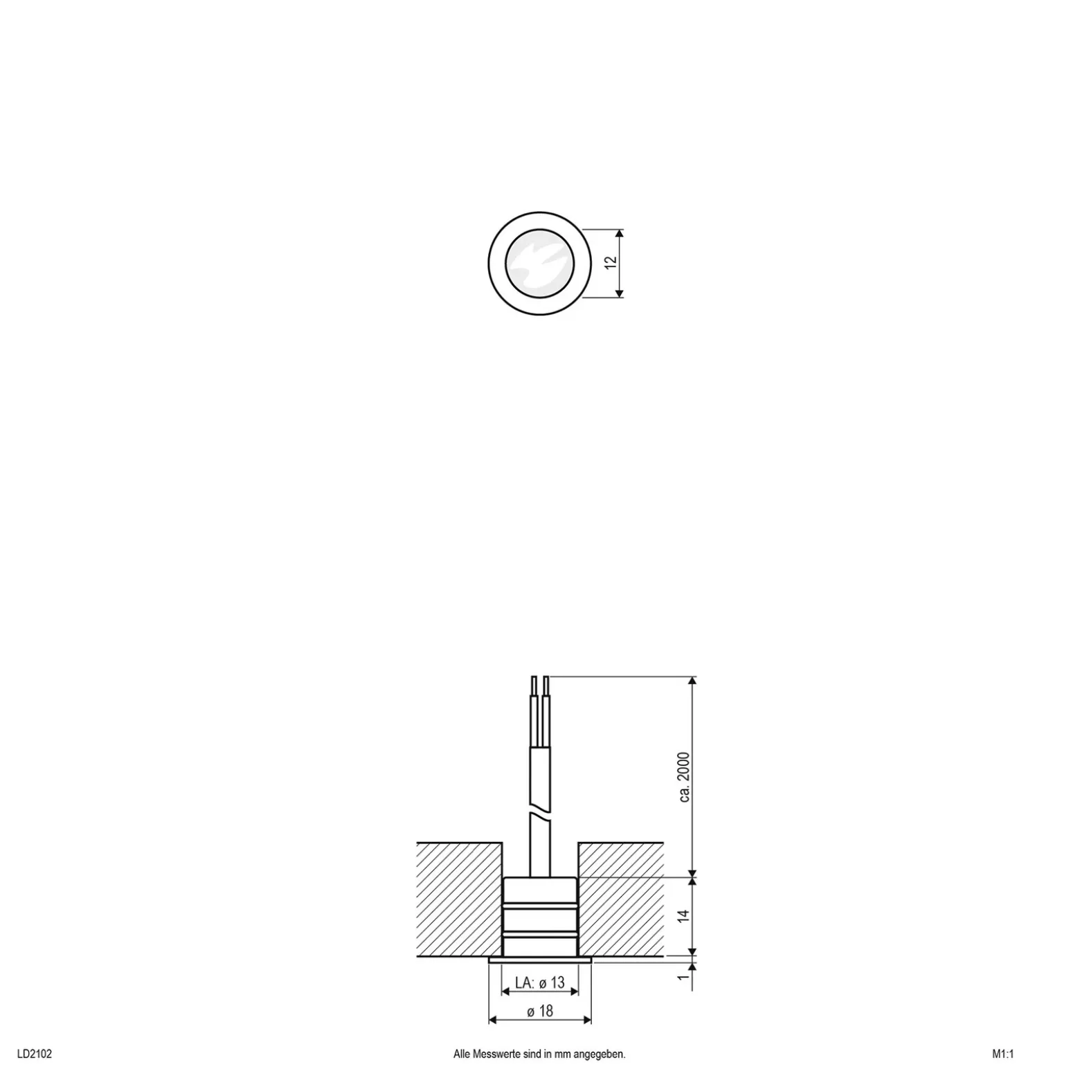 EVN LD2102 empotrada 12V IP68 Ø1,8cm 0,2W 830