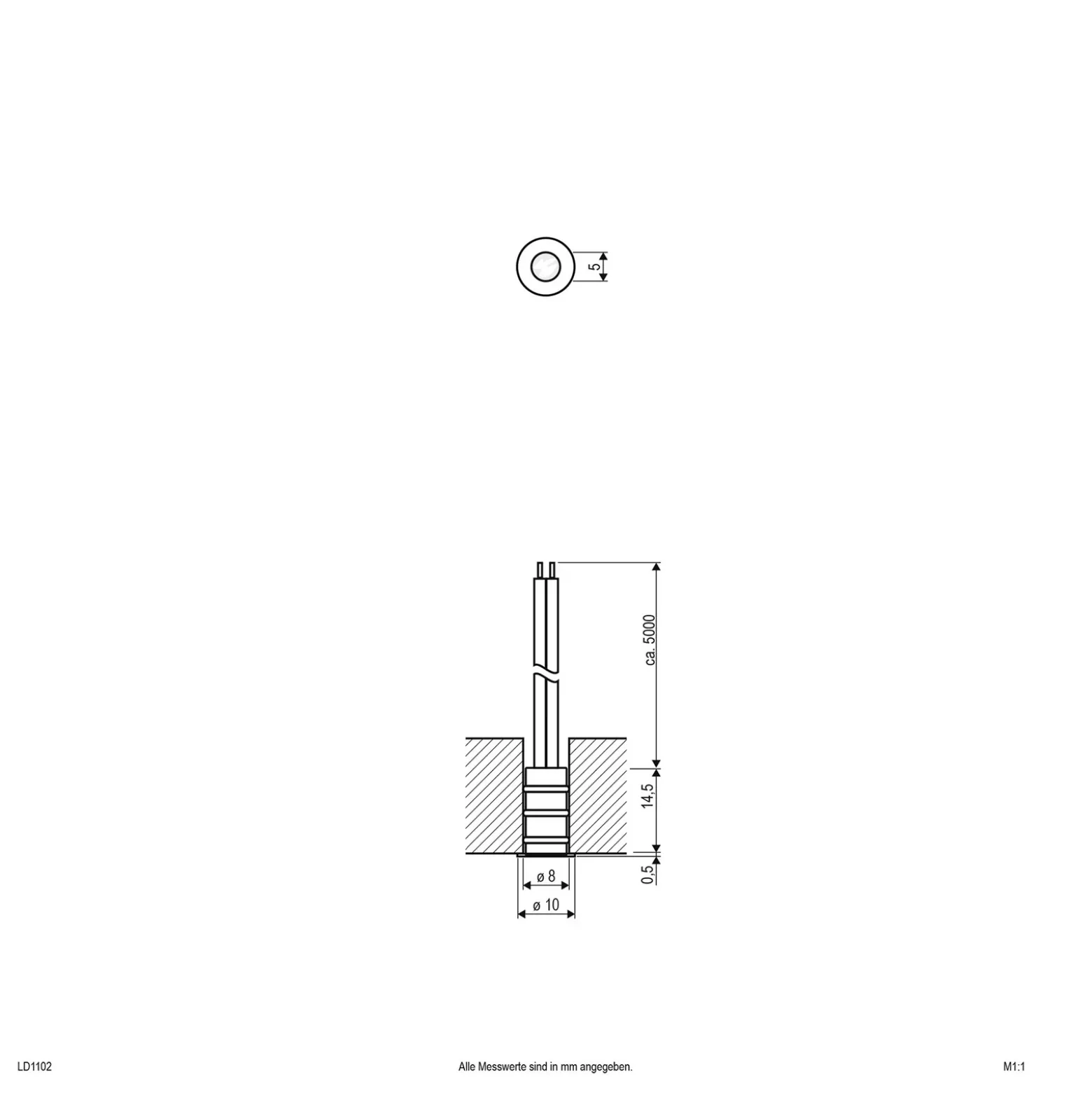 EVN LD1102 empotrada 12V IP68 Ø1cm 0,1W 830