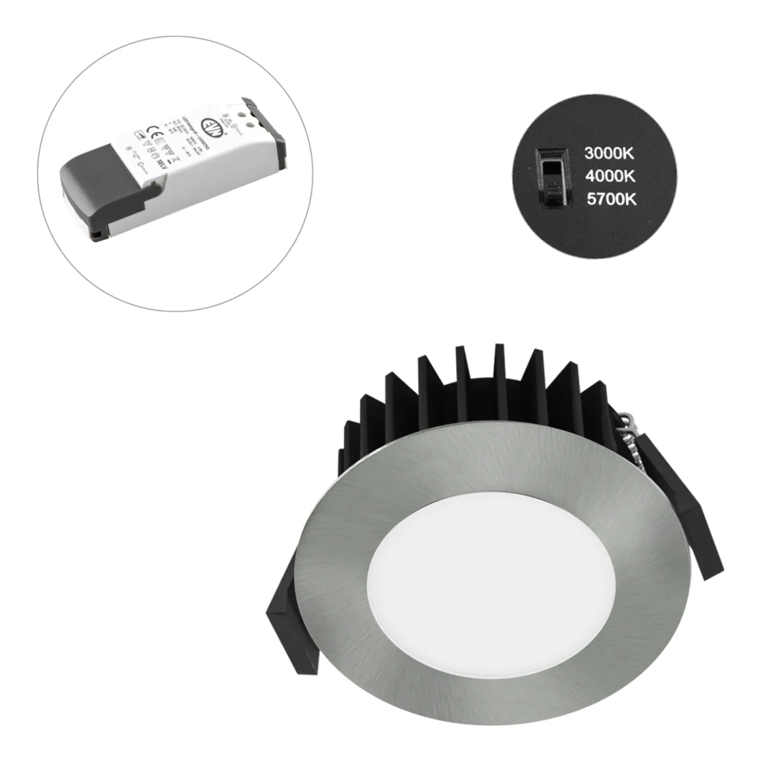 EVN Solido68 Lámpara de techo empotrable LED 10W cromo