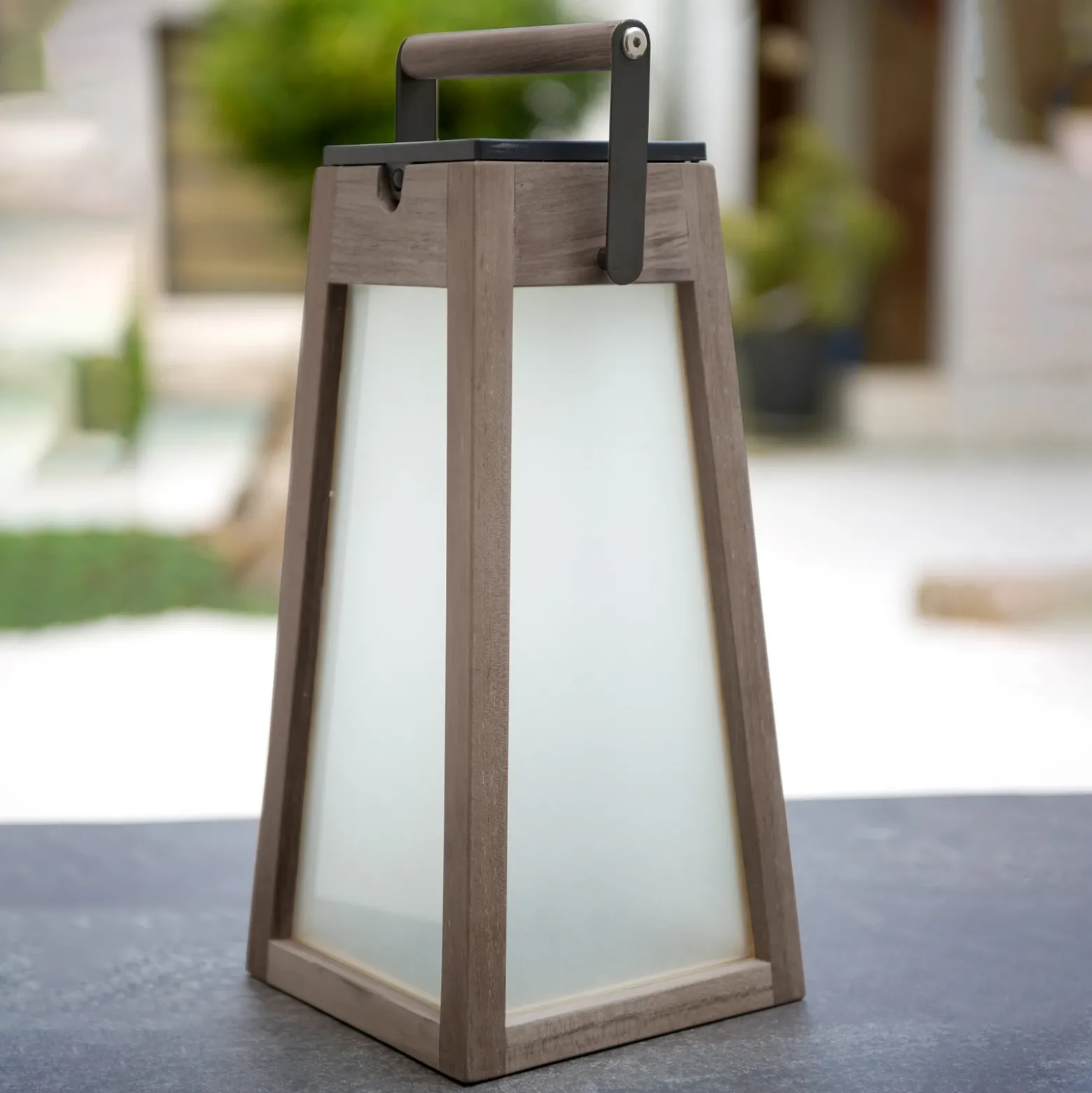 Farol solar LED Tecka, teca Duratec gris 39cm