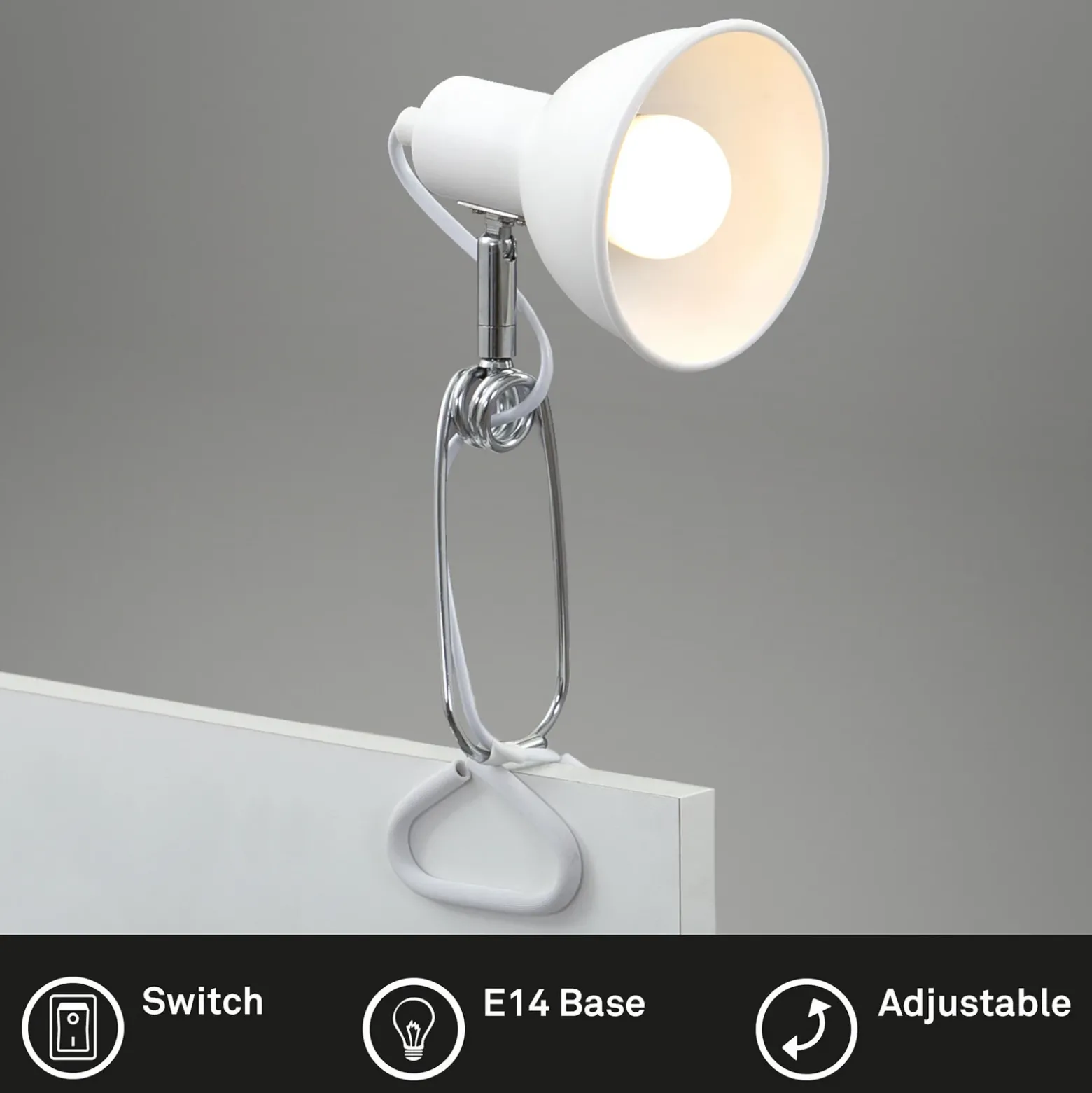 Fix lámpara de pinza, pantalla de metal, blanco