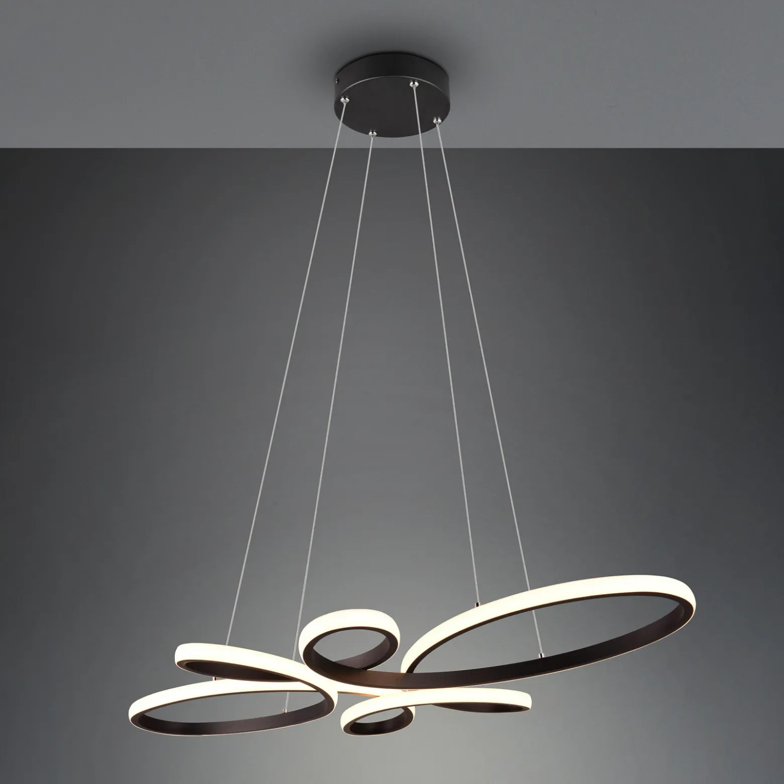 Fly lámpara colgante LED, negro mate, 3.000 K, 83 cm x 45 cm