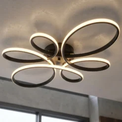 Fly Plafón LED, negro mate, 3.000 K, 83 cm x 45 cm