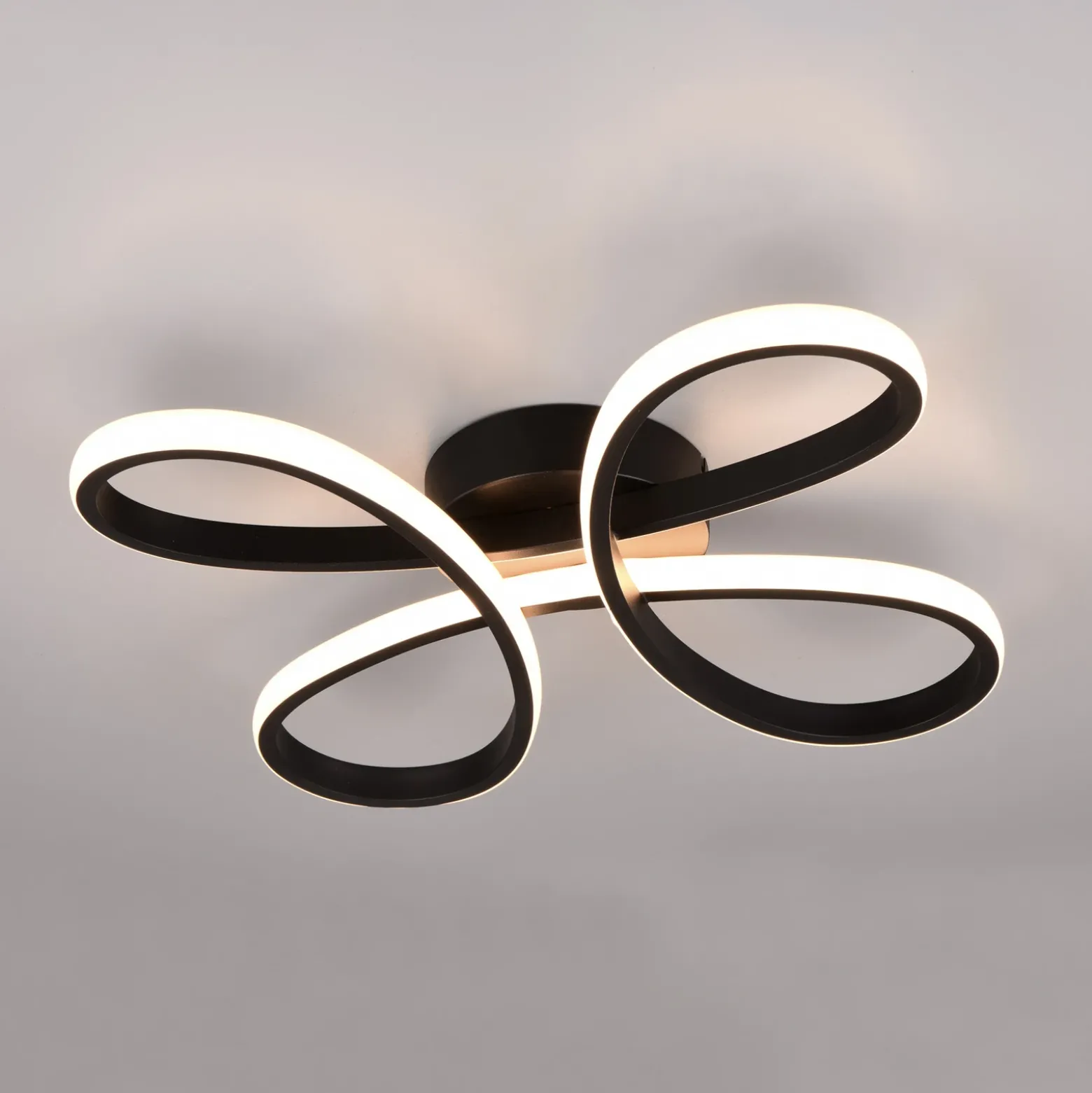 Fly Plafón LED, negro mate, 3.000 K, 40 cm x 40 cm