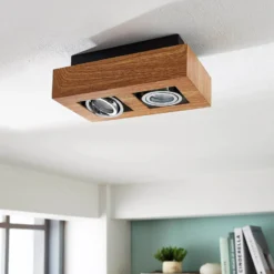 Foco Arcchio Vince, 25 cm, color madera, metal, GU10