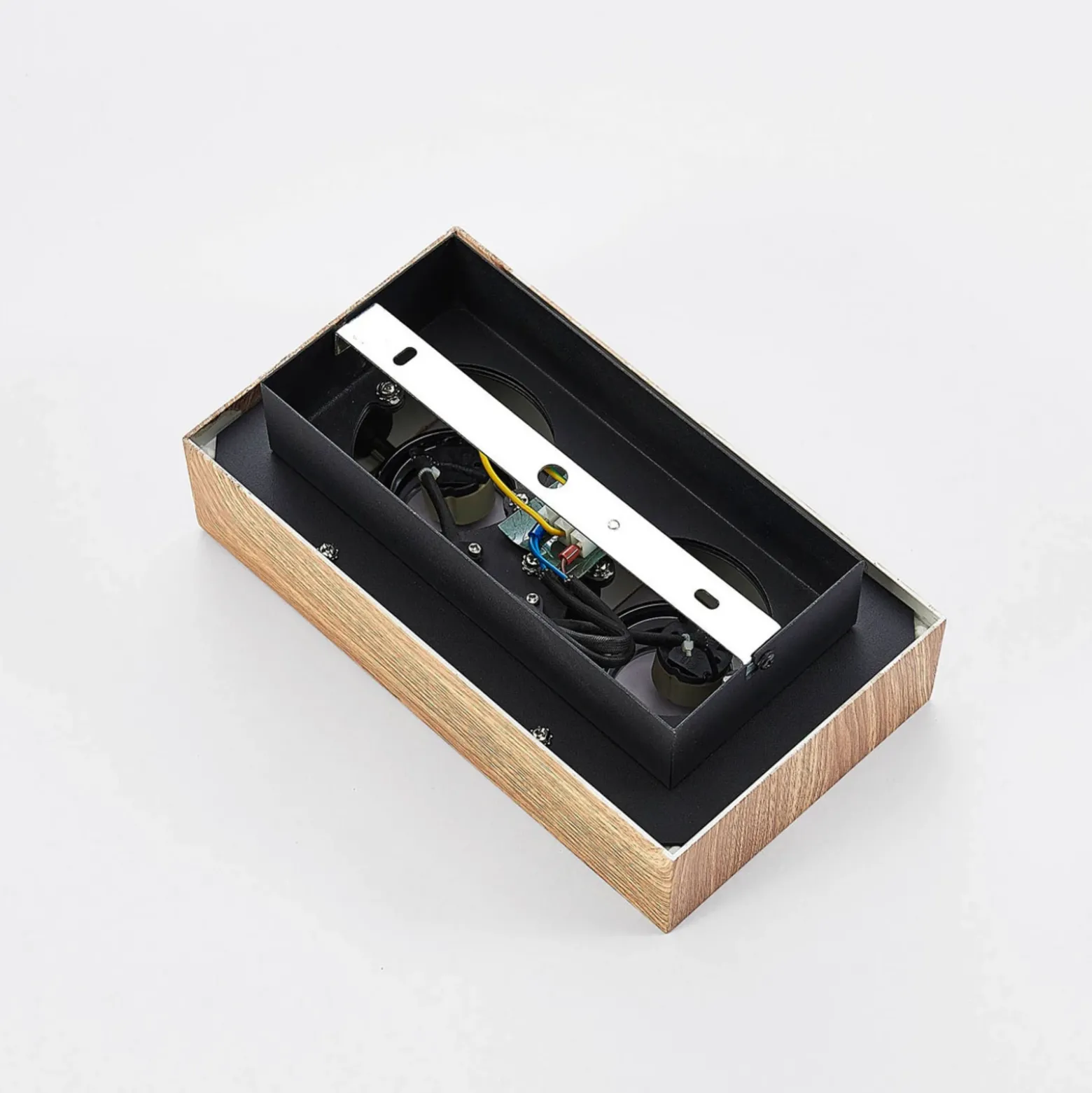 Foco Arcchio Vince, 25 cm, color madera, metal, GU10