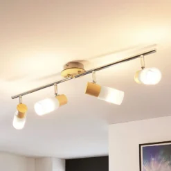 Foco de madera Christoph, 4 luces