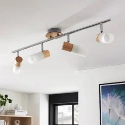 Foco de madera Christoph, 4 luces