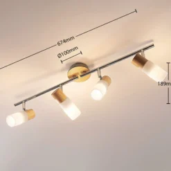 Foco de madera Christoph, 4 luces