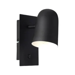 Foco de pared Ayr, negro mate, altura 20 cm, metal