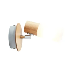 Foco de pared Babsan, Ø 10 cm, madera clara, bambú