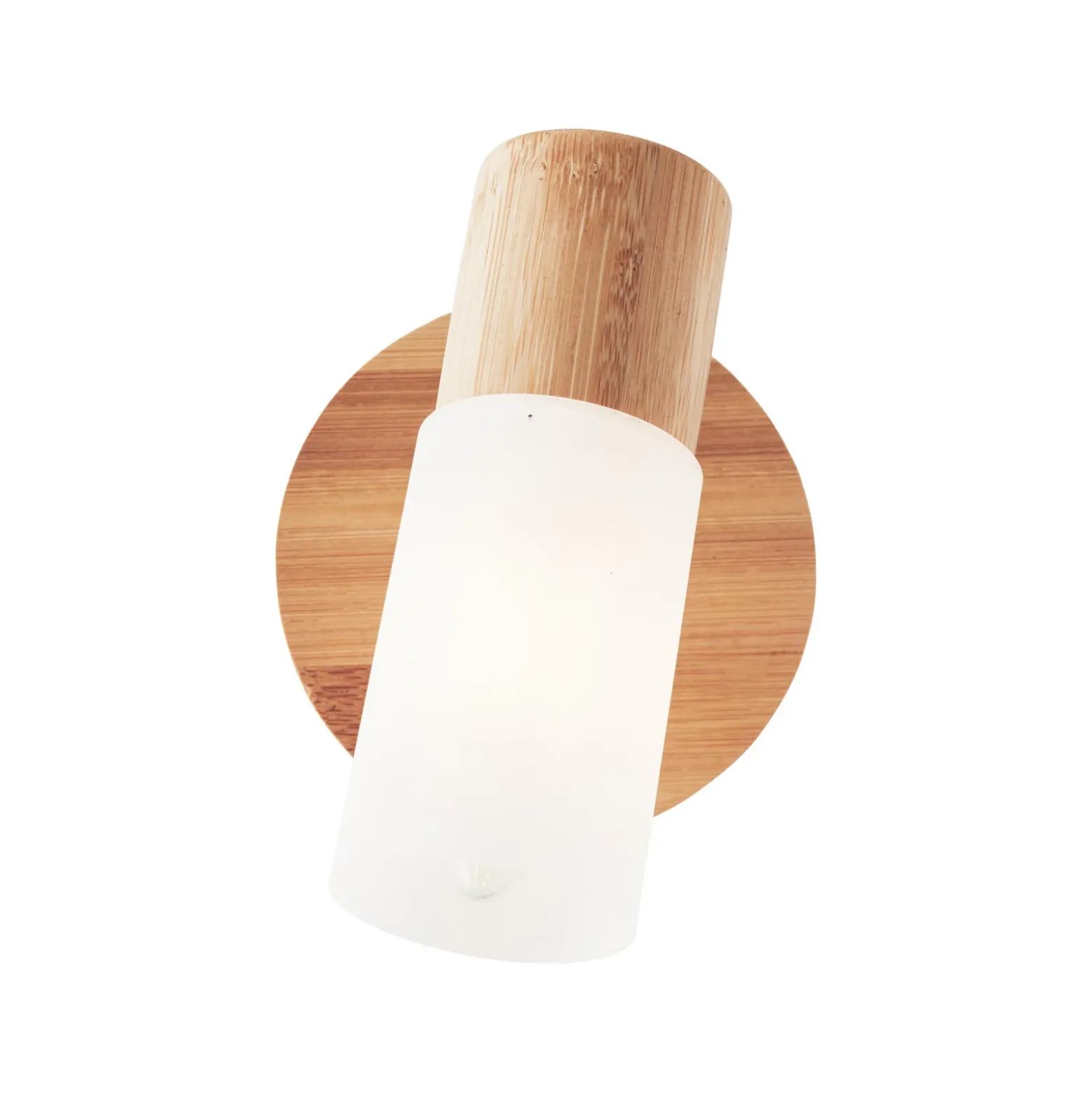 Foco de pared Babsan, Ø 10 cm, madera clara, bambú