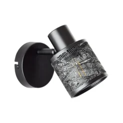 Foco de pared Bano, ancho 13,5 cm, negro mate, metal