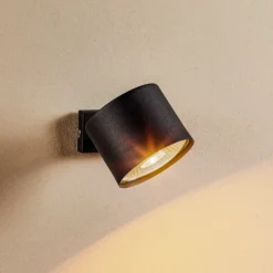 Foco de pared Bot, negro, móvil