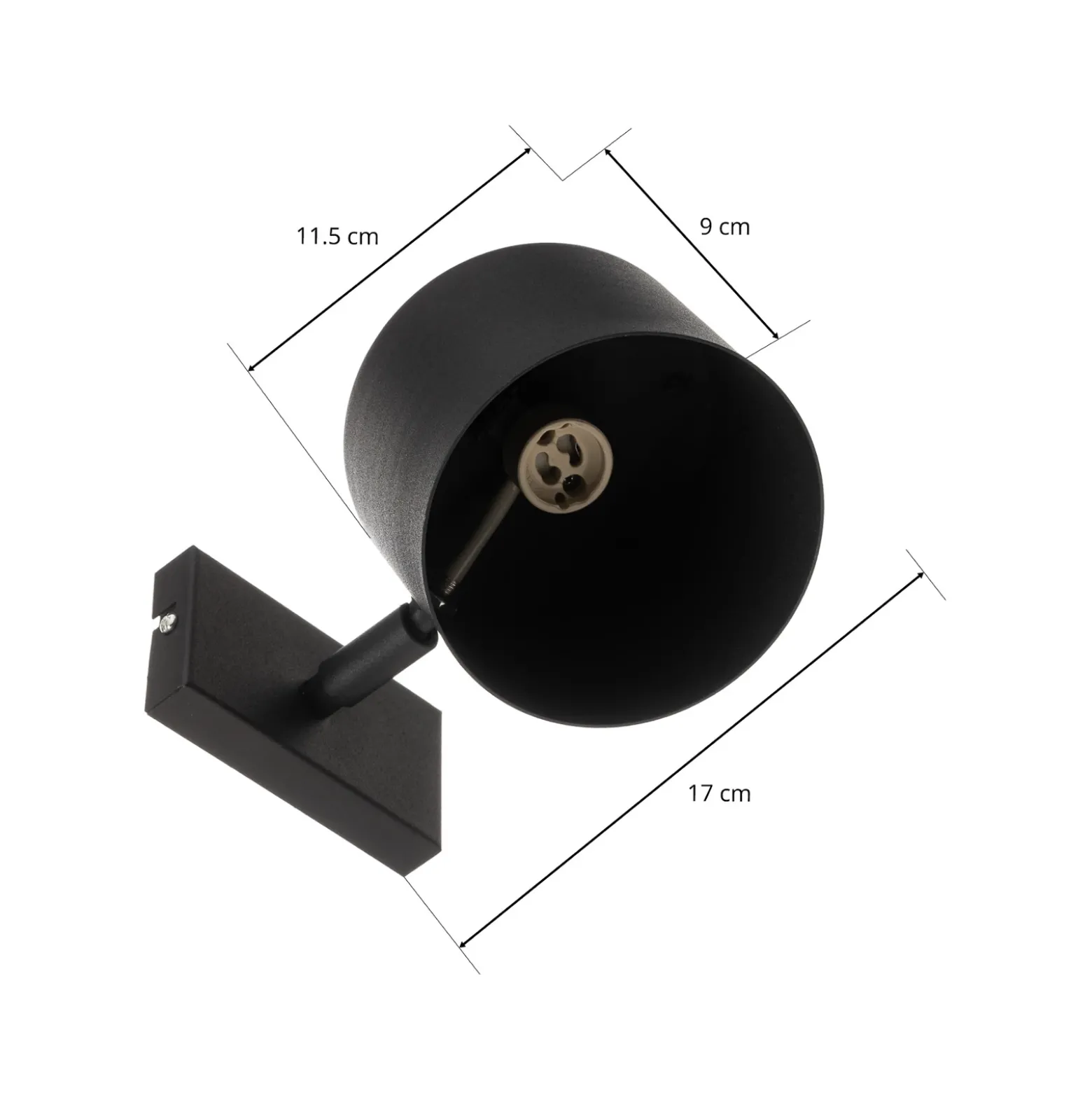Foco de pared Bot, negro, móvil