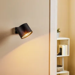Foco de pared Bot, negro, móvil
