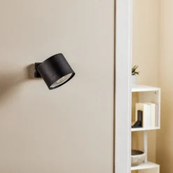 Foco de pared Bot, negro, móvil
