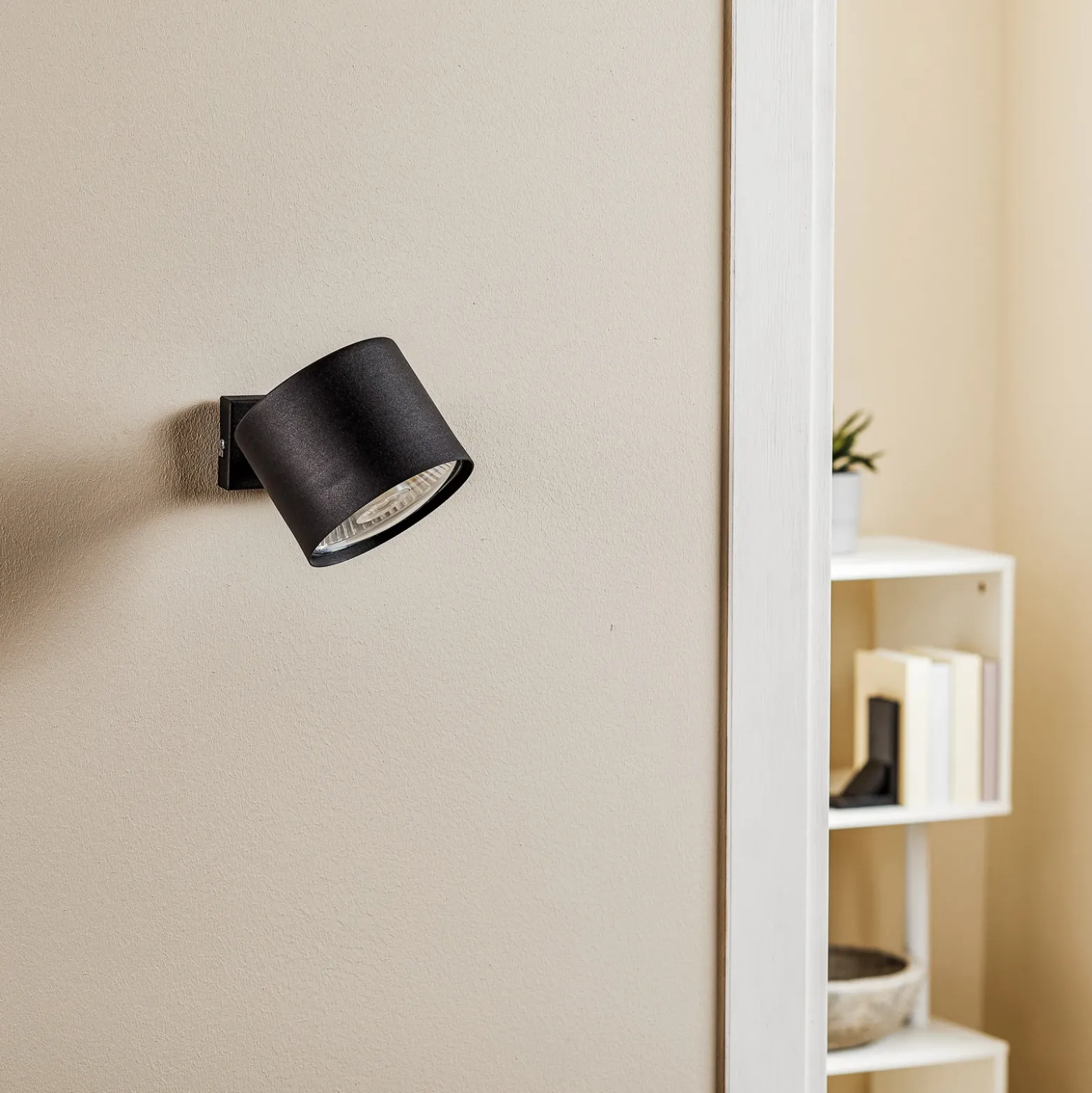 Foco de pared Bot, negro, móvil