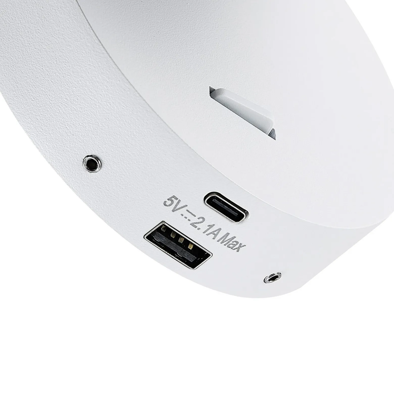 Foco de pared CAN TILT, blanco, Ø 10 cm, metal, interruptor, USB