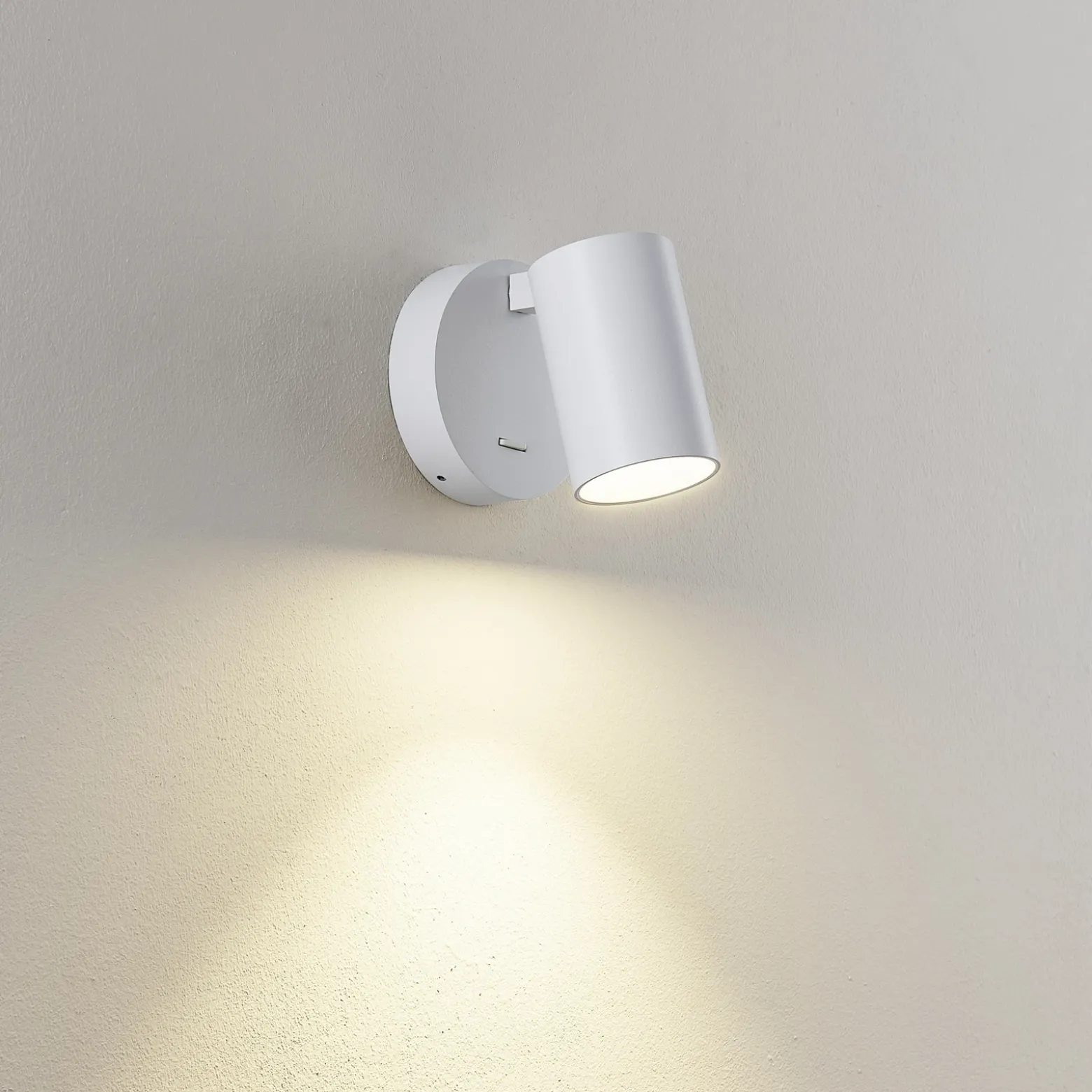 Foco de pared CAN TILT, blanco, Ø 10 cm, metal, interruptor, GU10
