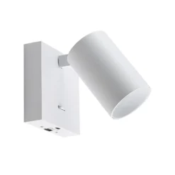 Foco de pared CAN TILT, blanco, 10 x 10 cm, metal, interruptor, USB
