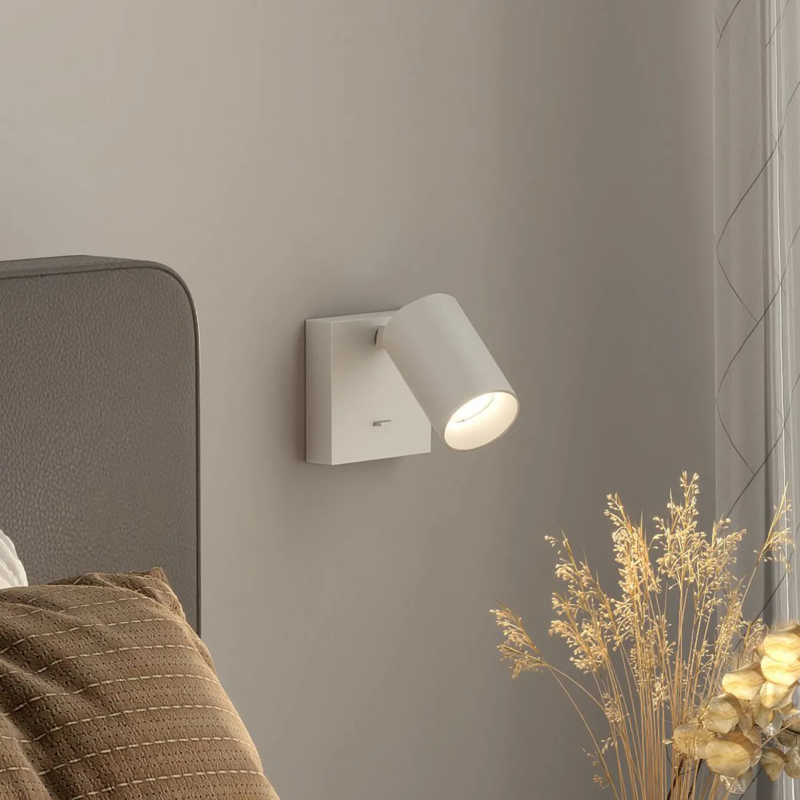 Foco de pared CAN TILT, blanco, 10 x 10 cm, metal, interruptor GU10