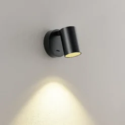 Foco de pared CAN TILT, negro, Ø 10 cm, metal, interruptor GU10