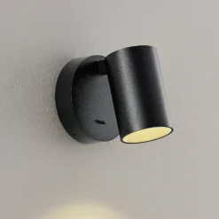Foco de pared CAN TILT, negro, Ø 10 cm, metal, interruptor GU10