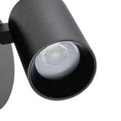 Foco de pared CAN TILT, negro, Ø 10 cm, metal Interruptor USB