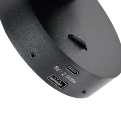 Foco de pared CAN TILT, negro, Ø 10 cm, metal Interruptor USB