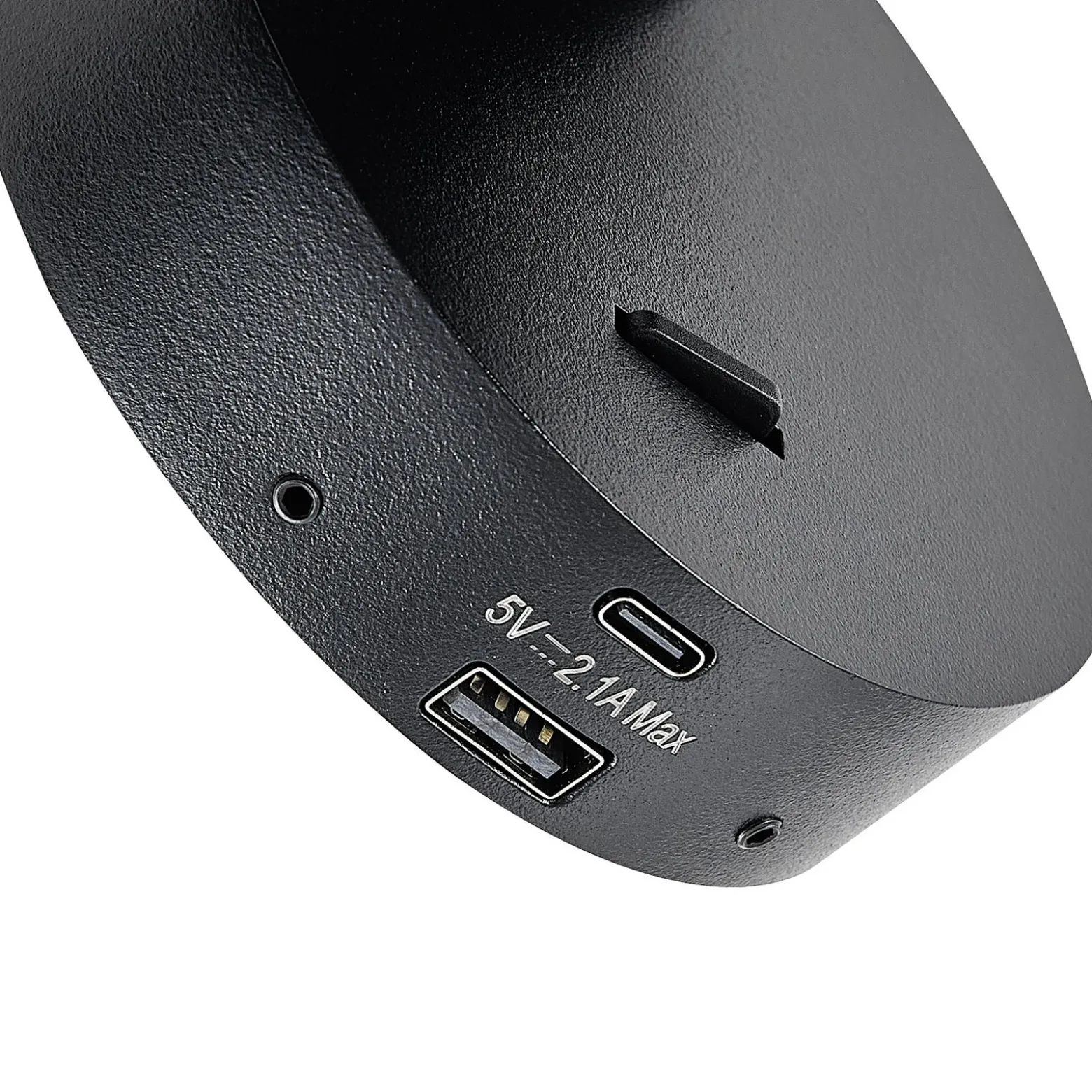 Foco de pared CAN TILT, negro, Ø 10 cm, metal Interruptor USB