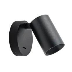 Foco de pared CAN TILT, negro, Ø 10 cm, metal Interruptor USB