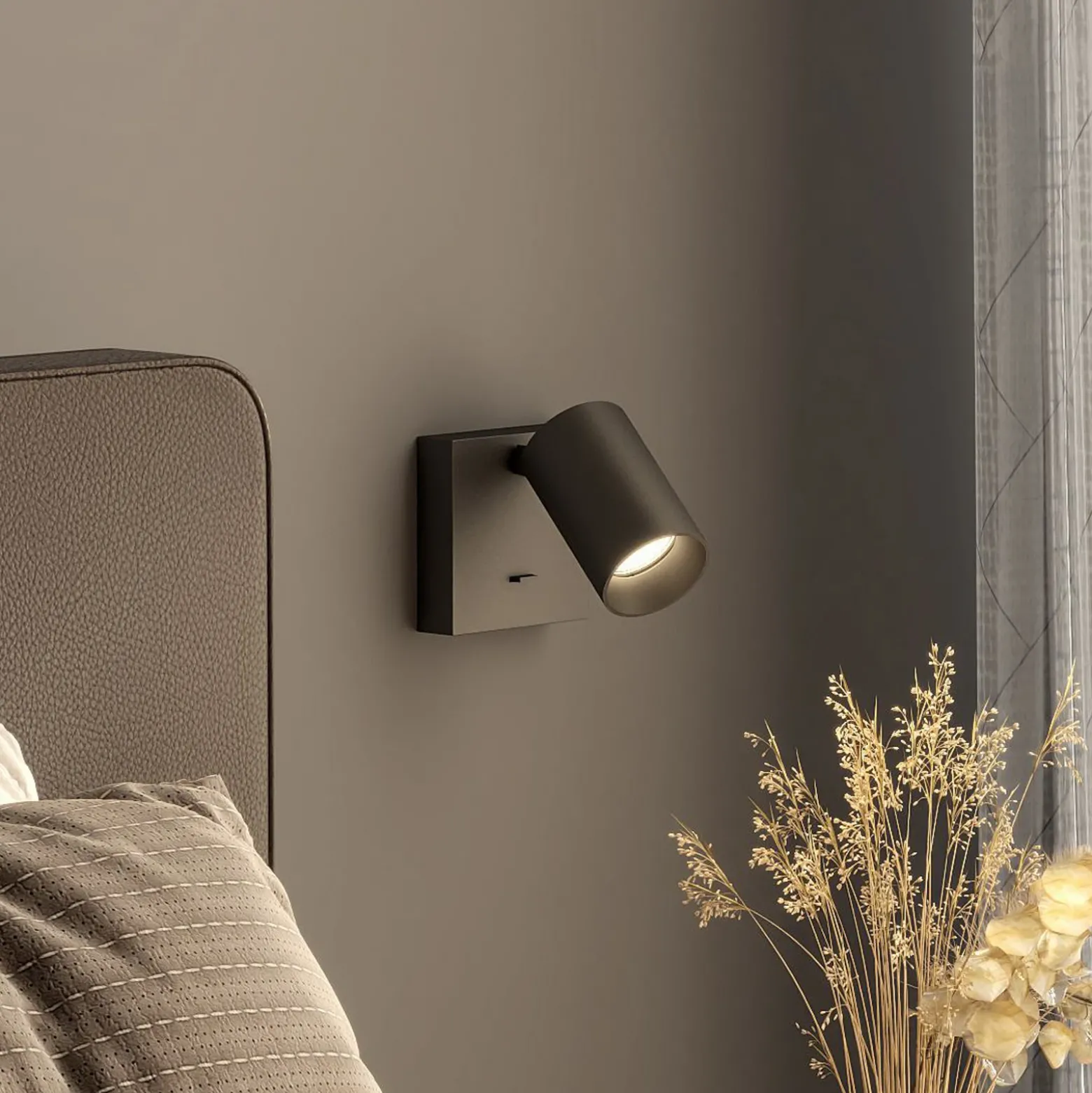 Foco de pared CAN TILT, negro, 10 x 10 cm, metal, interruptor GU10