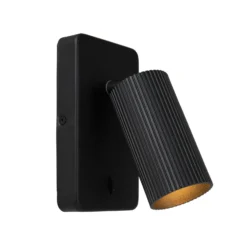 Foco de pared Clubs, 1 luz, negro