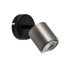 Foco de pared Demia, negro/níquel, 10 cm de ancho, GU10