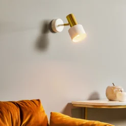 Foco de pared Destin, 1 luz, blanco/latón